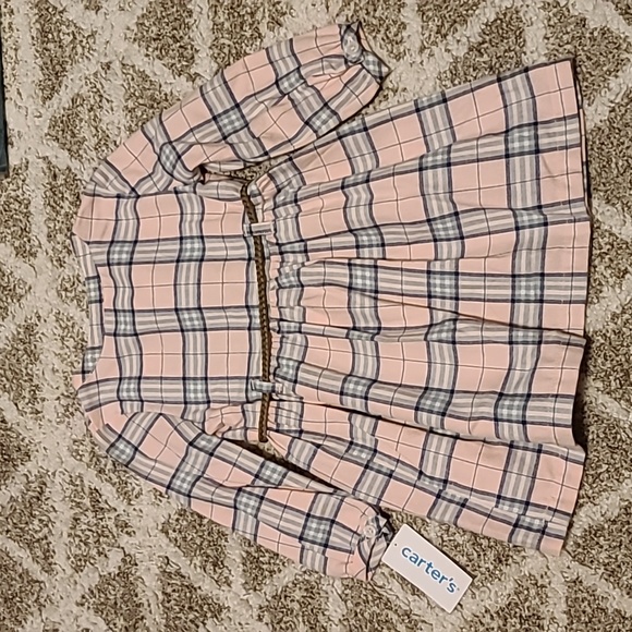 4 for $28 - Carter's Girls 12m Pink Plaid Flannel Long Sleeve Dress - Picture 6 of 6